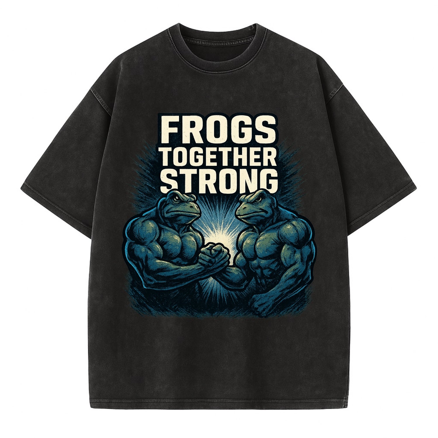 Frogs Together Strong 4 - Vintage T-shirt - Black
