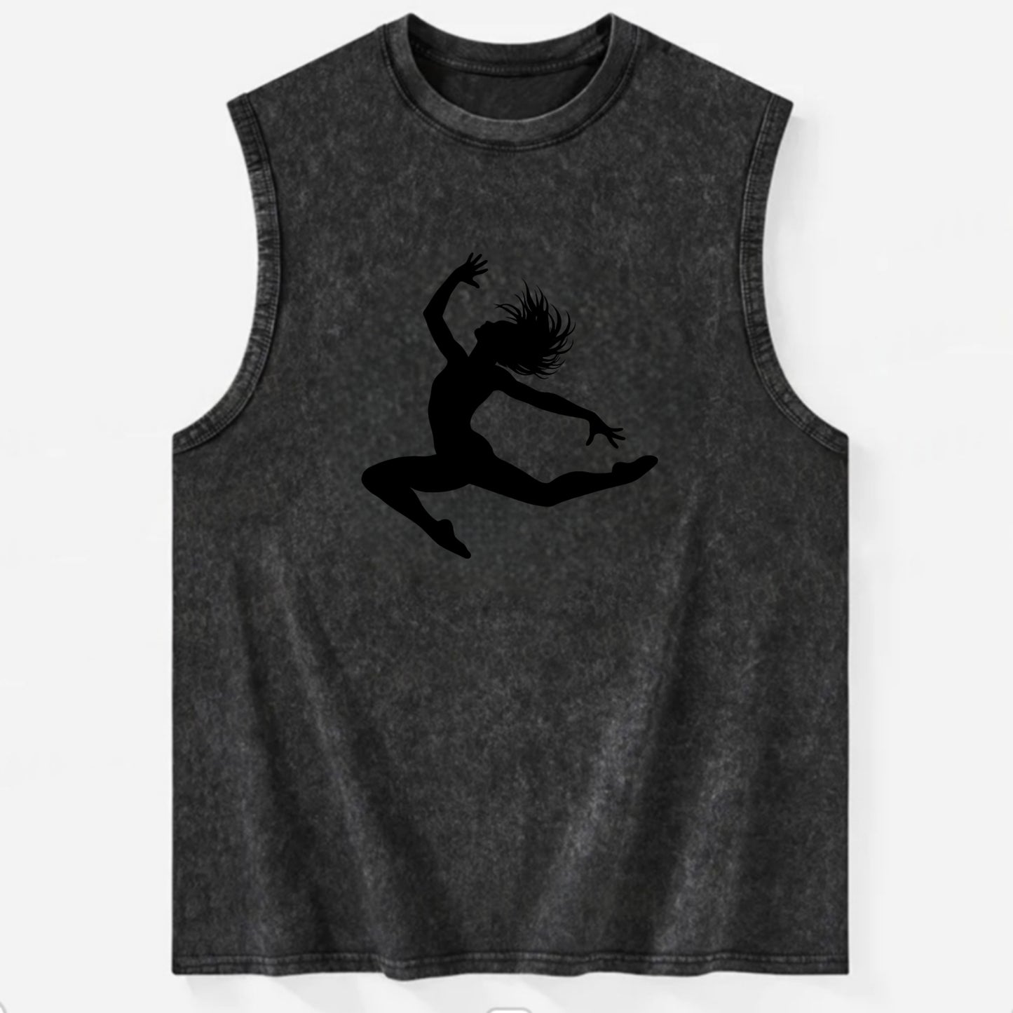 Contemporary dancer leap mid-air - Vintage Washed Tank - Black