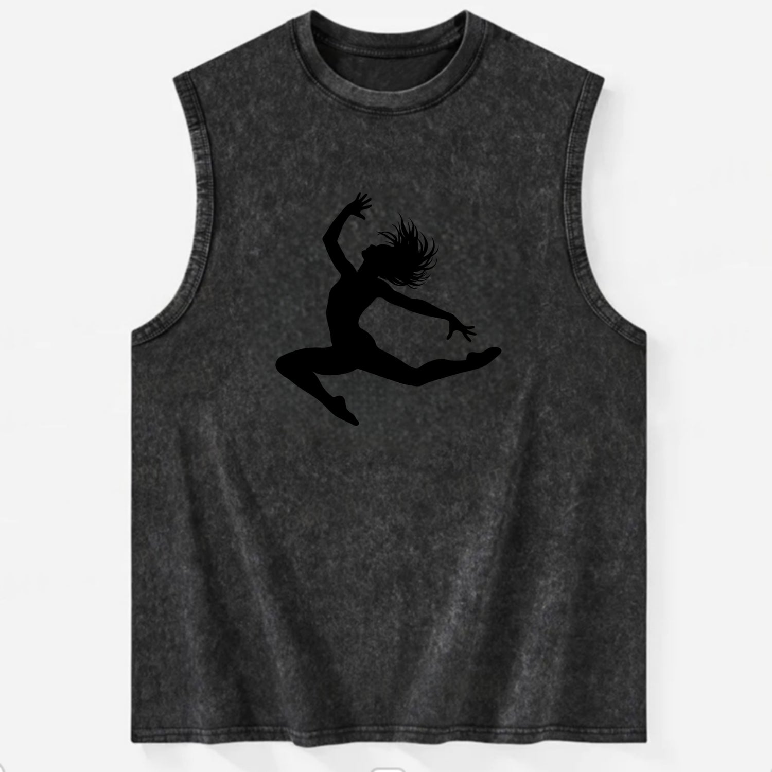 Contemporary dancer leap mid-air - Vintage Washed Tank - Black