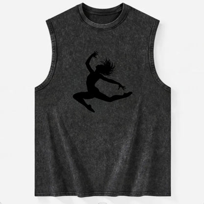 Contemporary dancer leap mid-air - Vintage Washed Tank - Black