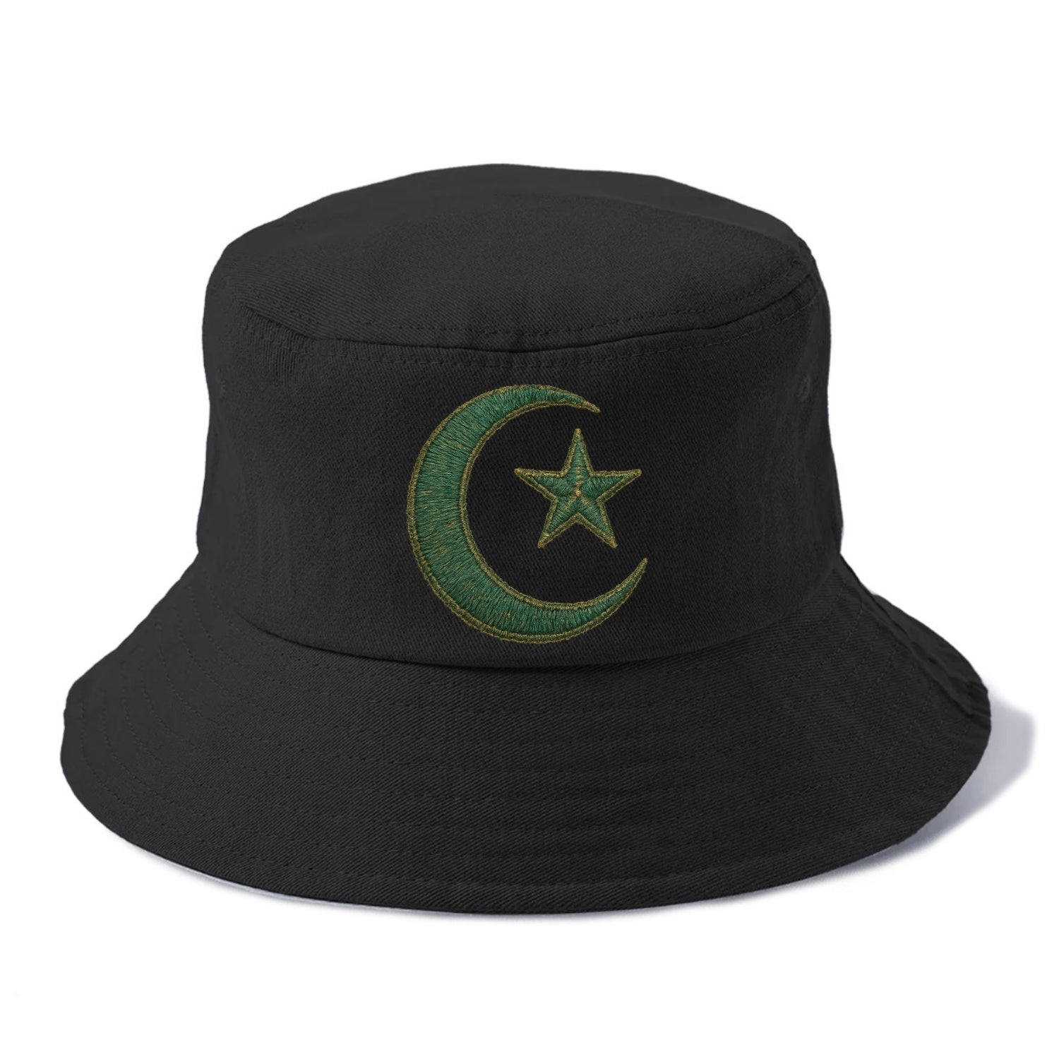 Crescent Moon and Star - Bucket Hat - Black