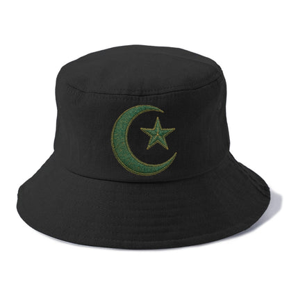Crescent Moon and Star - Bucket Hat - Black
