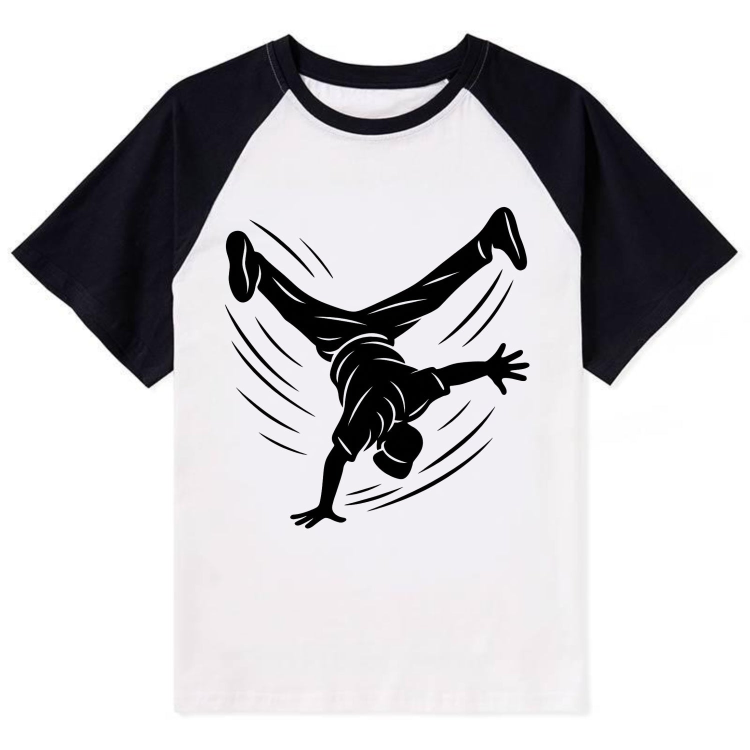 Breakdancer windmill move - Contrast Raglan T-shirt - Black