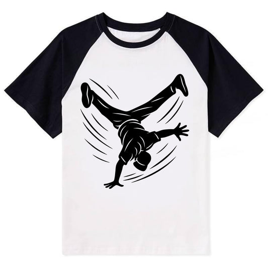 Breakdancer windmill move - Contrast Raglan T-shirt - Black