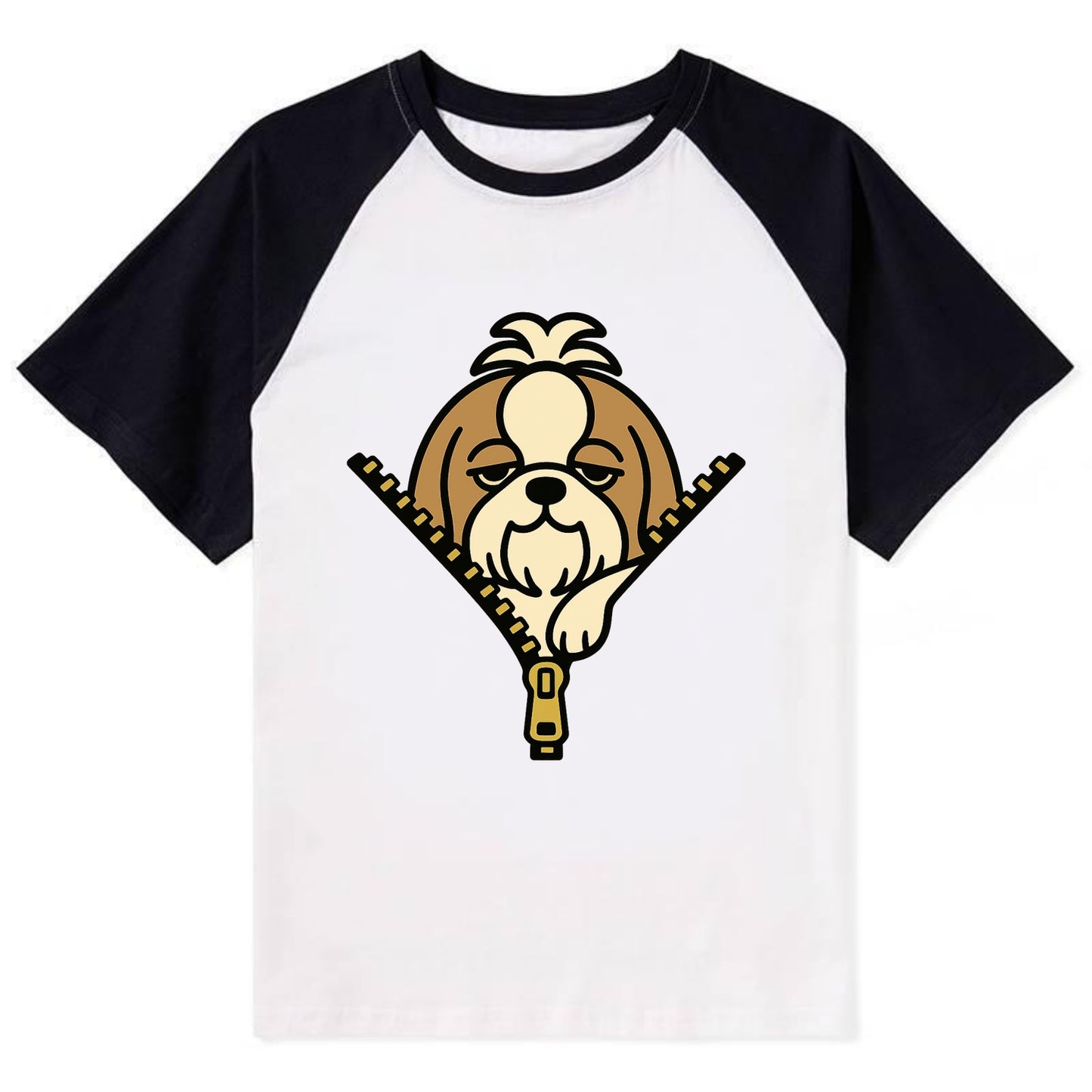 Shih Tzu - Contrast Raglan T-shirt - Black