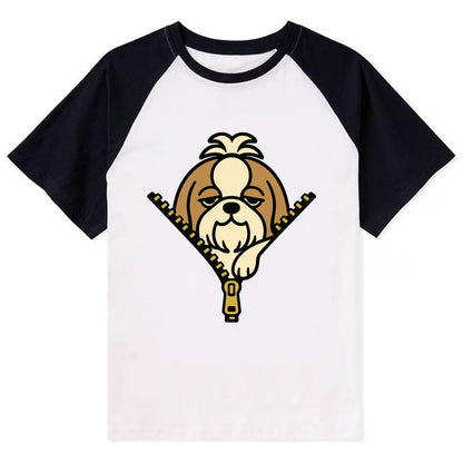 Shih Tzu - Contrast Raglan T-shirt - Black