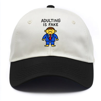 ADULTING IS FAKE | Child in suit pretending - Two Tone Cap - Black