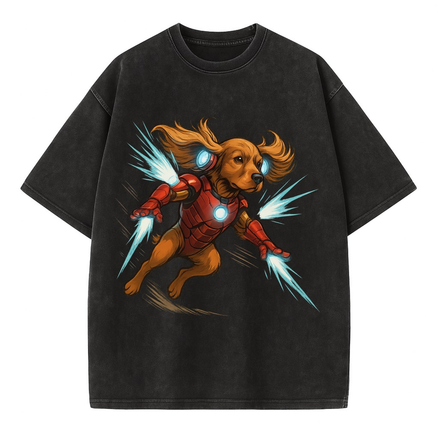 Cocker Spaniel Iron Man  - Vintage T-shirt - Black