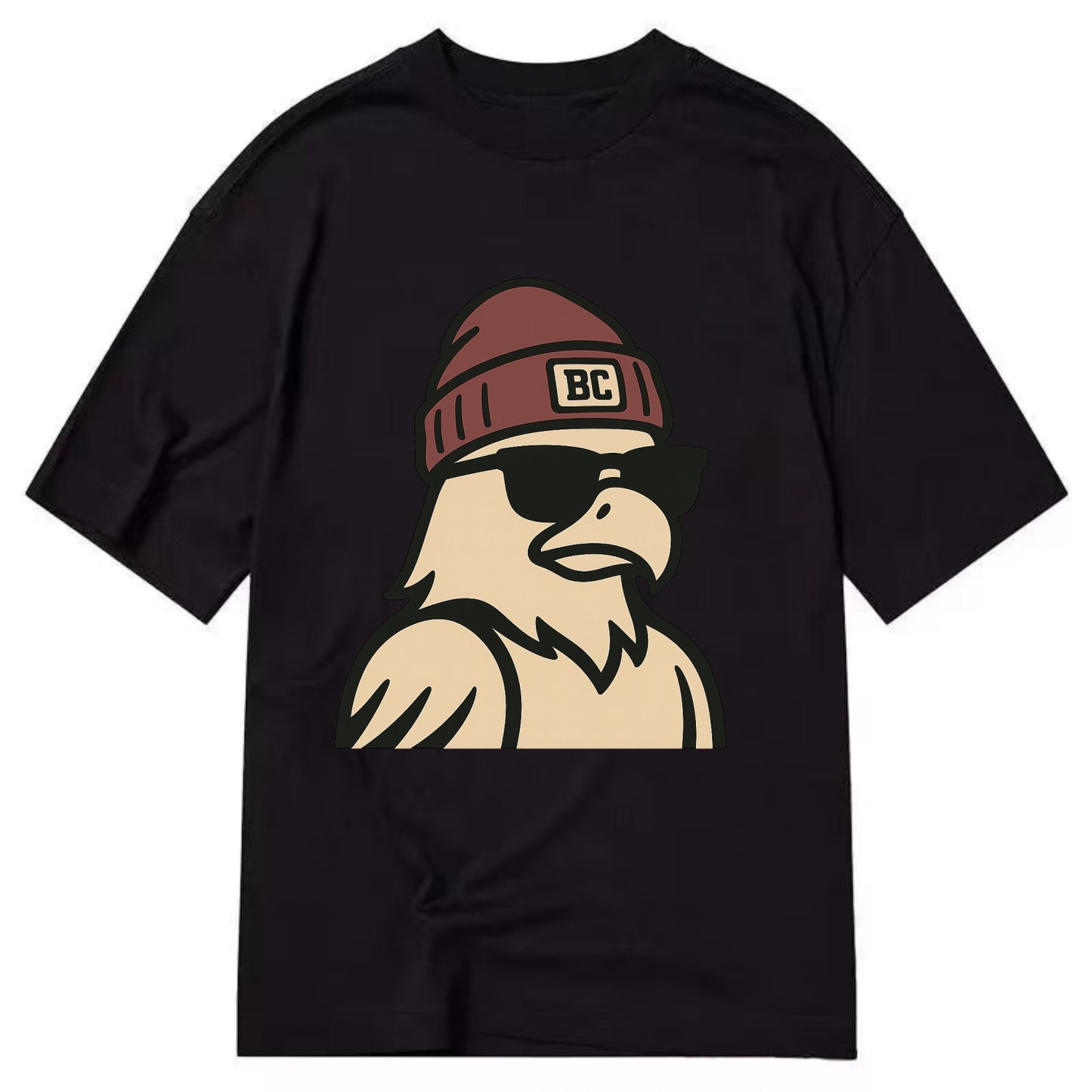 Chestnut Hill Eagle wearing Boston College beanie with BC patch - Classic T-shirt - Black