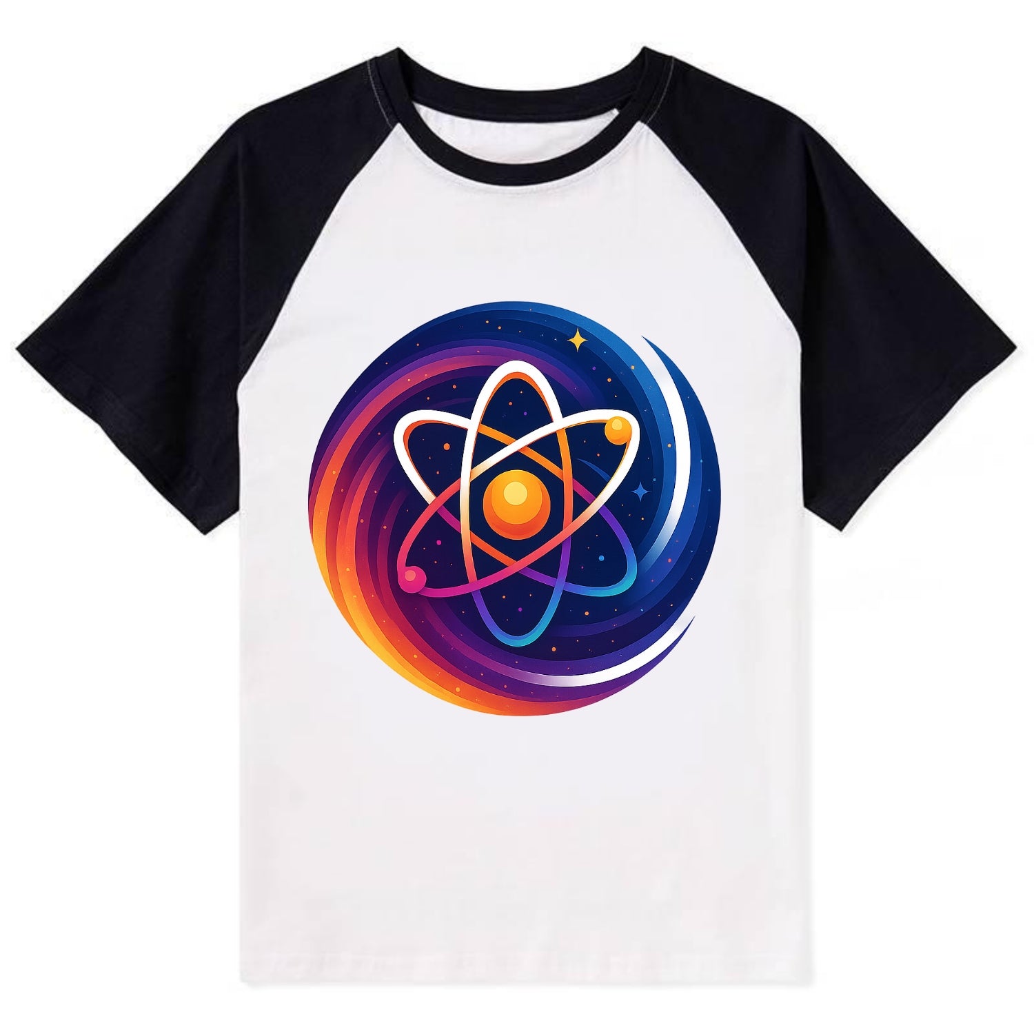 Micro Macro - Atom structure expanding i - Contrast Raglan T-shirt - Black