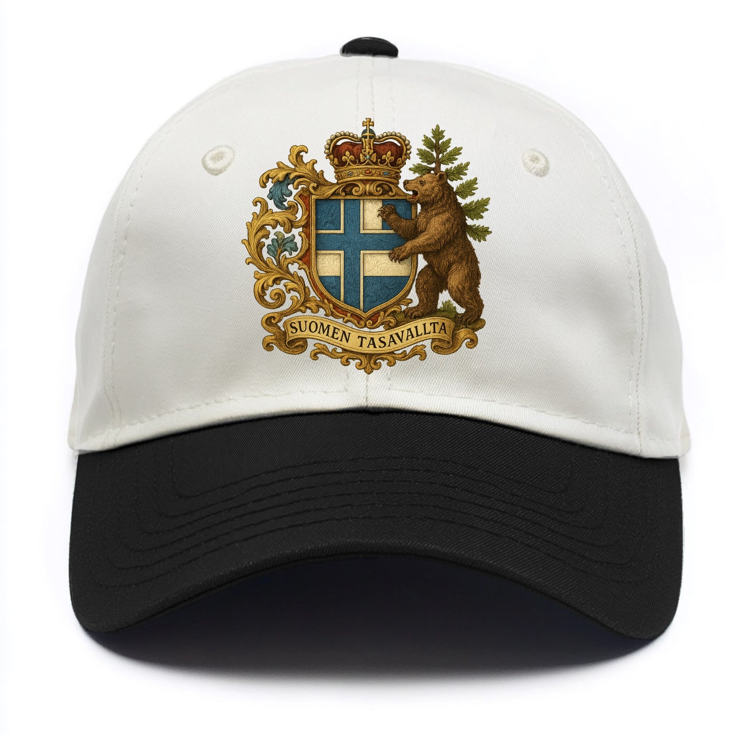 Finland Brown Bear Emblem  - Two Tone Cap - Black