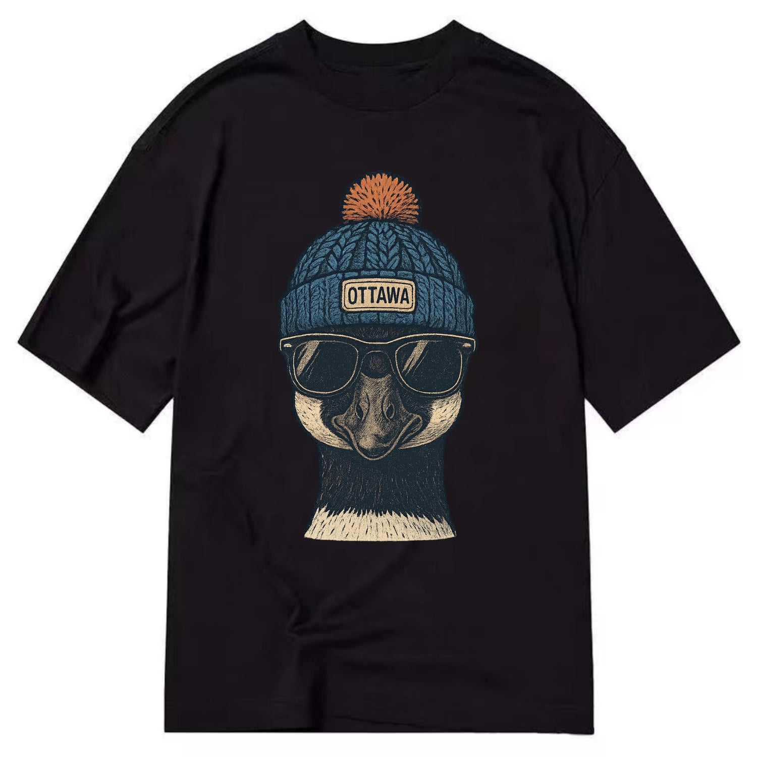 Ottawa Canadian Goose wearing Ottawa bea - Classic T-shirt - Black