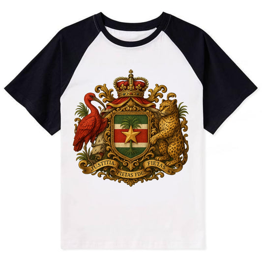 Suriname Star Emblem  - Contrast Raglan T-shirt - Black