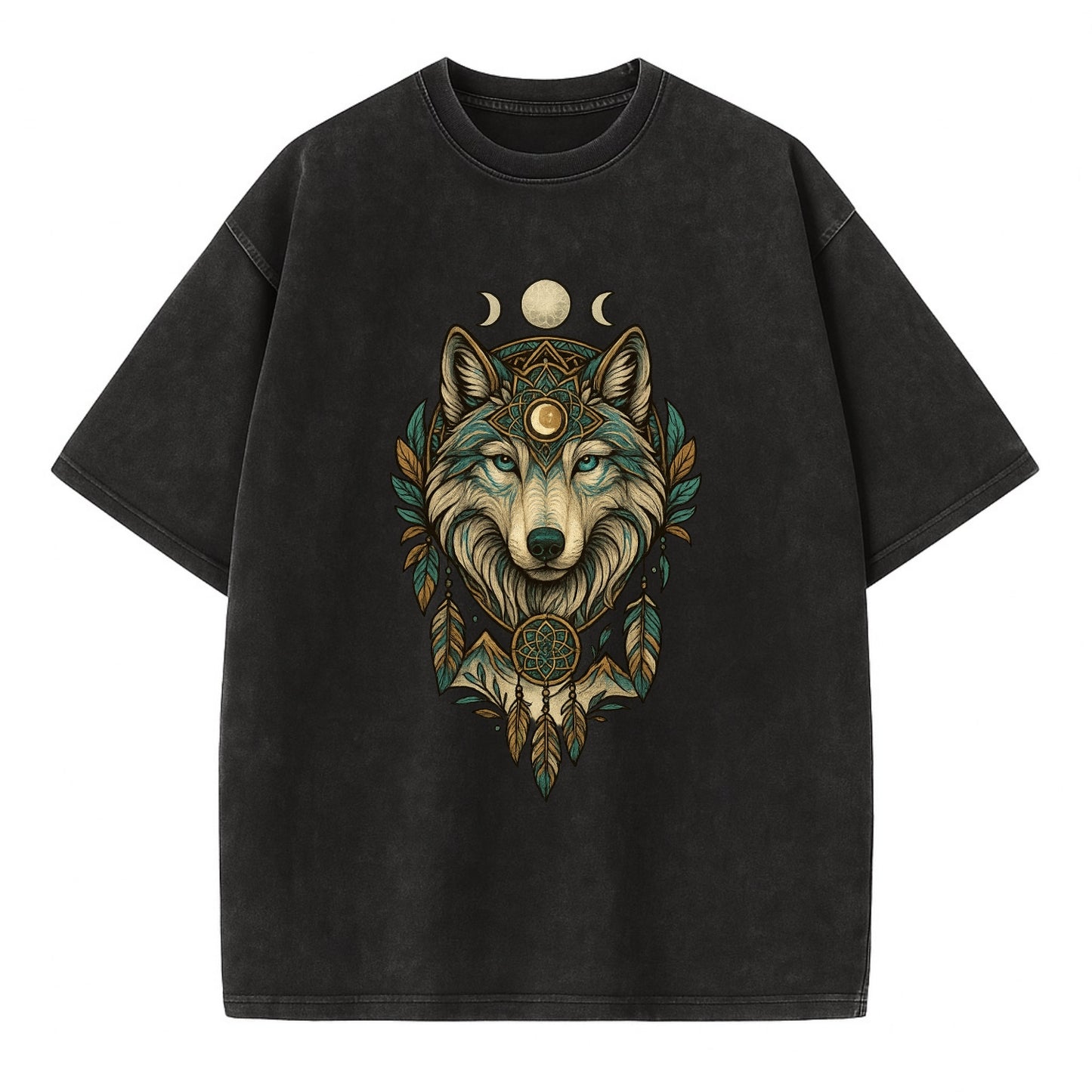 Pearl Wolf Shimmer  - Vintage T-shirt - Black