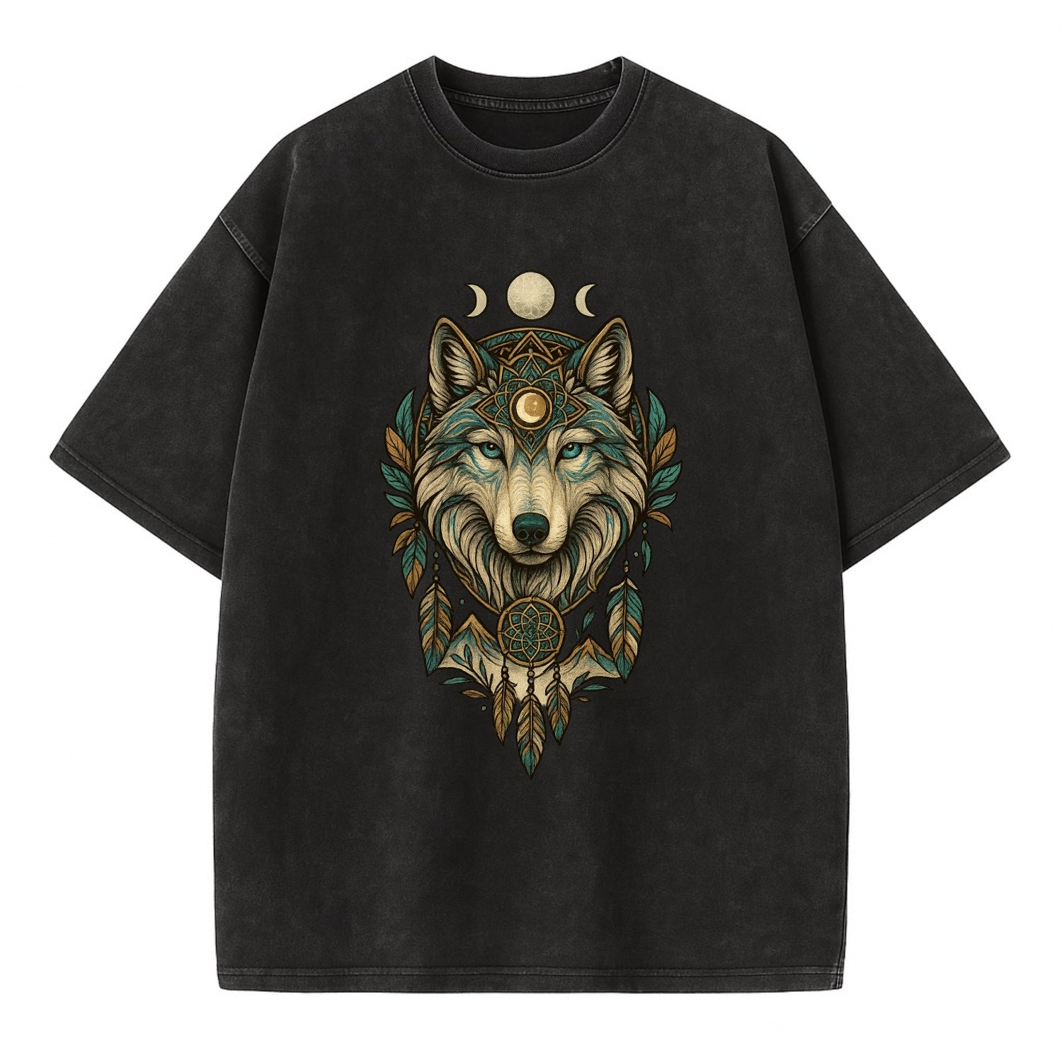Pearl Wolf Shimmer  - Vintage T-shirt - Black