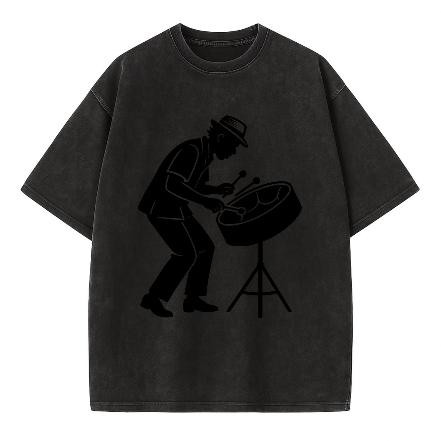 Steel drum player Caribbean rhythm - Vintage T-shirt - Black