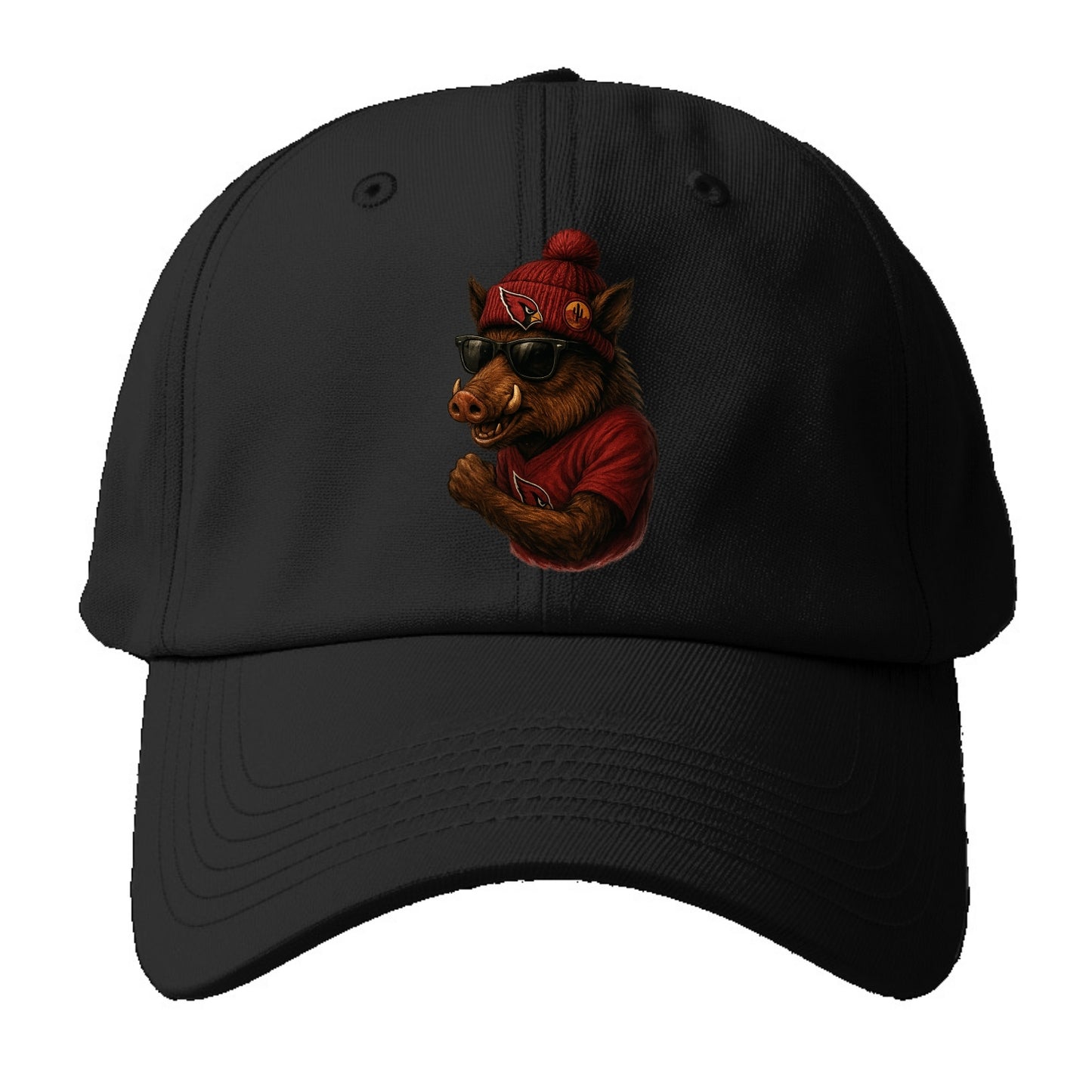Arizona Javelina wearing Cardinals beanie with desert patch and - Baseball Cap For Big Heads - Black