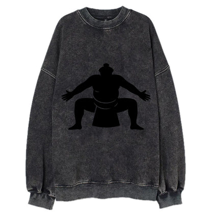Japanese sumo wrestler ceremonial stance - Vintage Sweatshirt - Black
