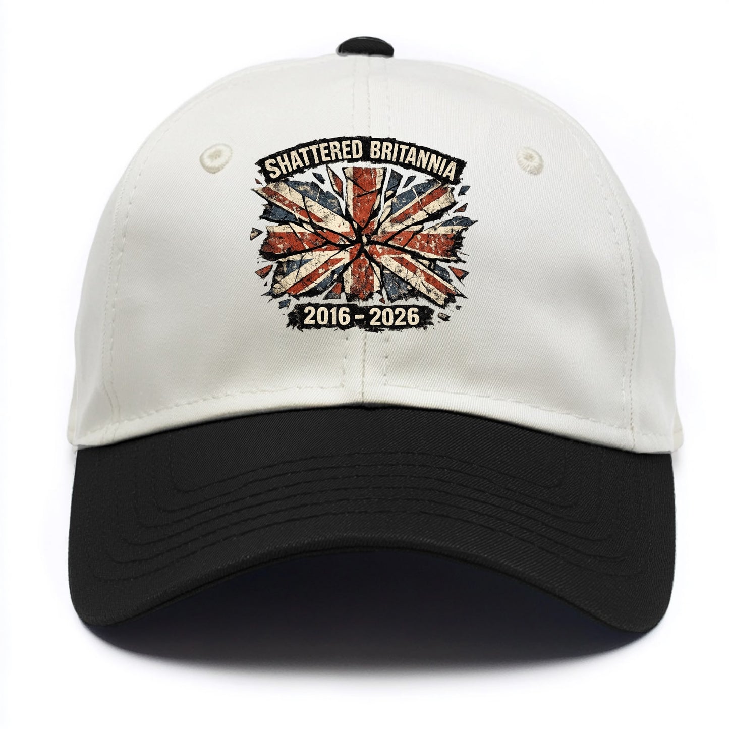 SHATTERED BRITANNIA | Cracked broken Union Jack | Fragmented glass effect | Pieces - Two Tone Cap - Black