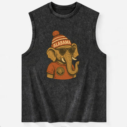 Tuscaloosa Crimson Elephant wearing Alab - Vintage Washed Tank - Black