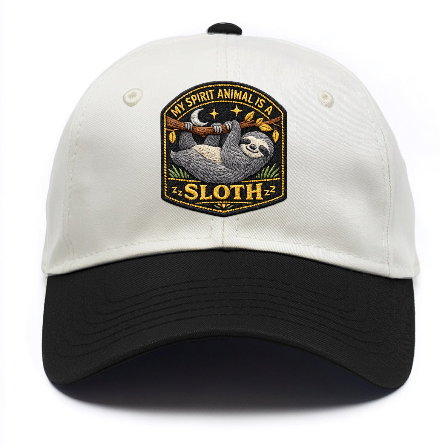MY SPIRIT ANIMAL IS A SLOTH - lazy sloth in gray , slow life - Two Tone Cap - Black