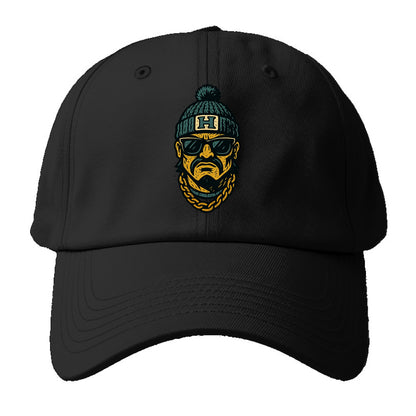 Honolulu Warrior wearing Hawaii beanie with H patch - Baseball Cap For Big Heads - Black