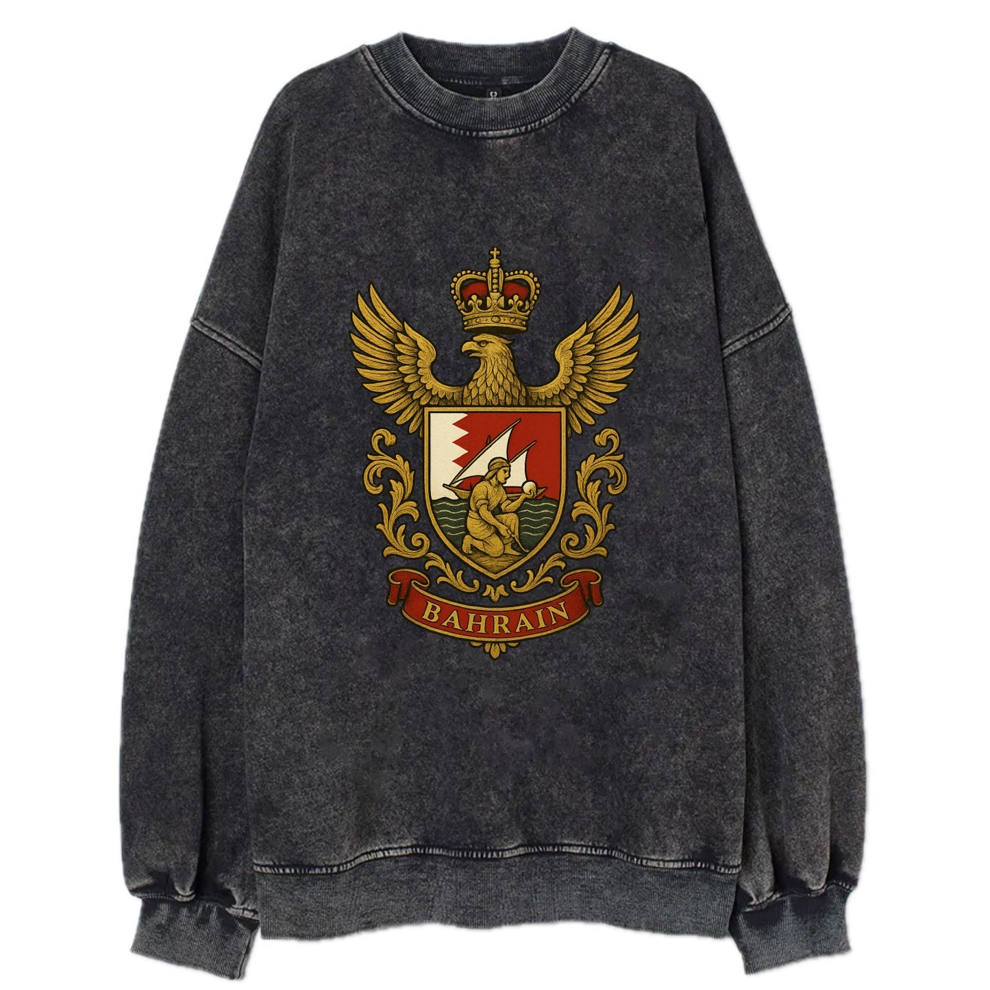 Bahrain Heritage Badge  - Vintage Sweatshirt - Black