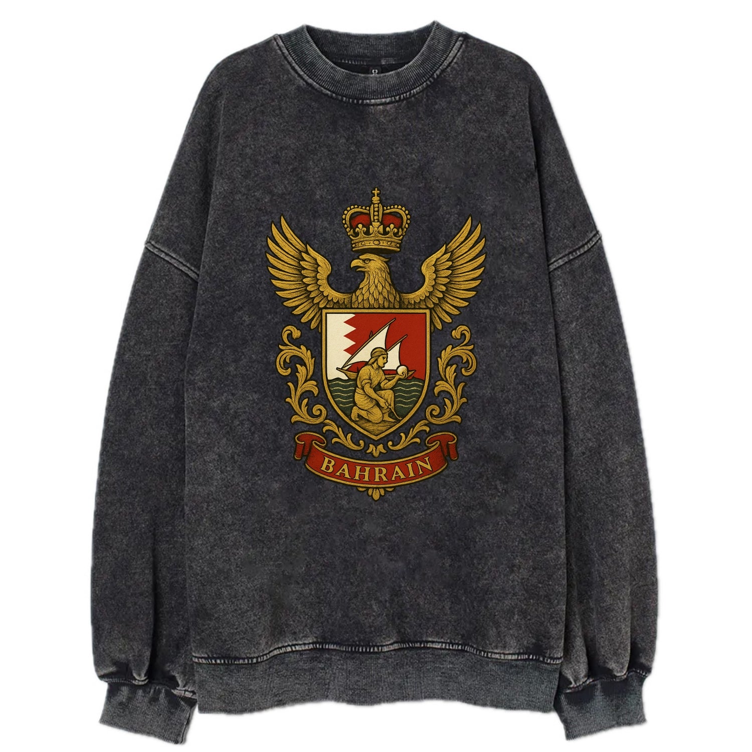 Bahrain Heritage Badge  - Vintage Sweatshirt - Black