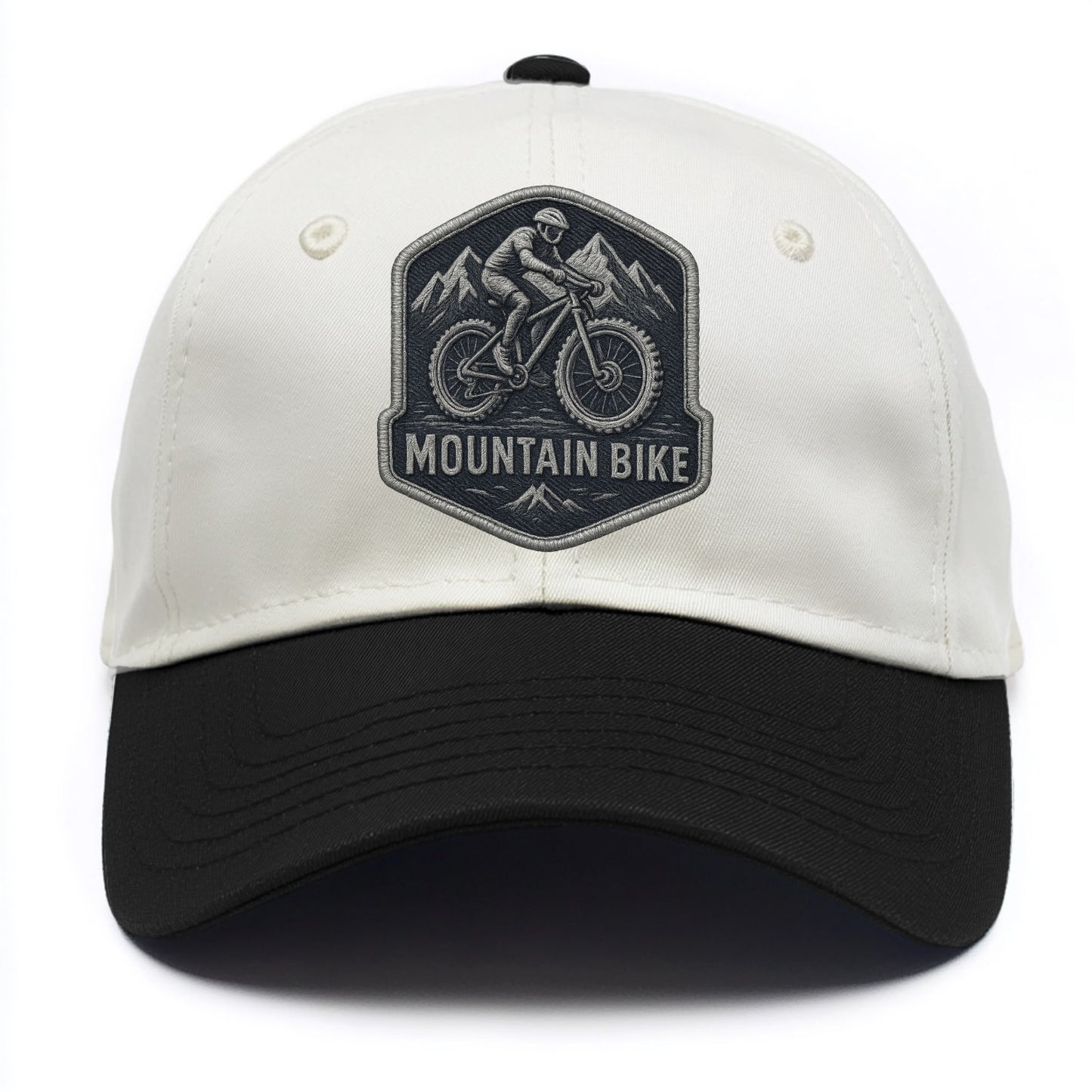 Mountain bike with rugged tires - cyclist badge - Two Tone Cap - Black