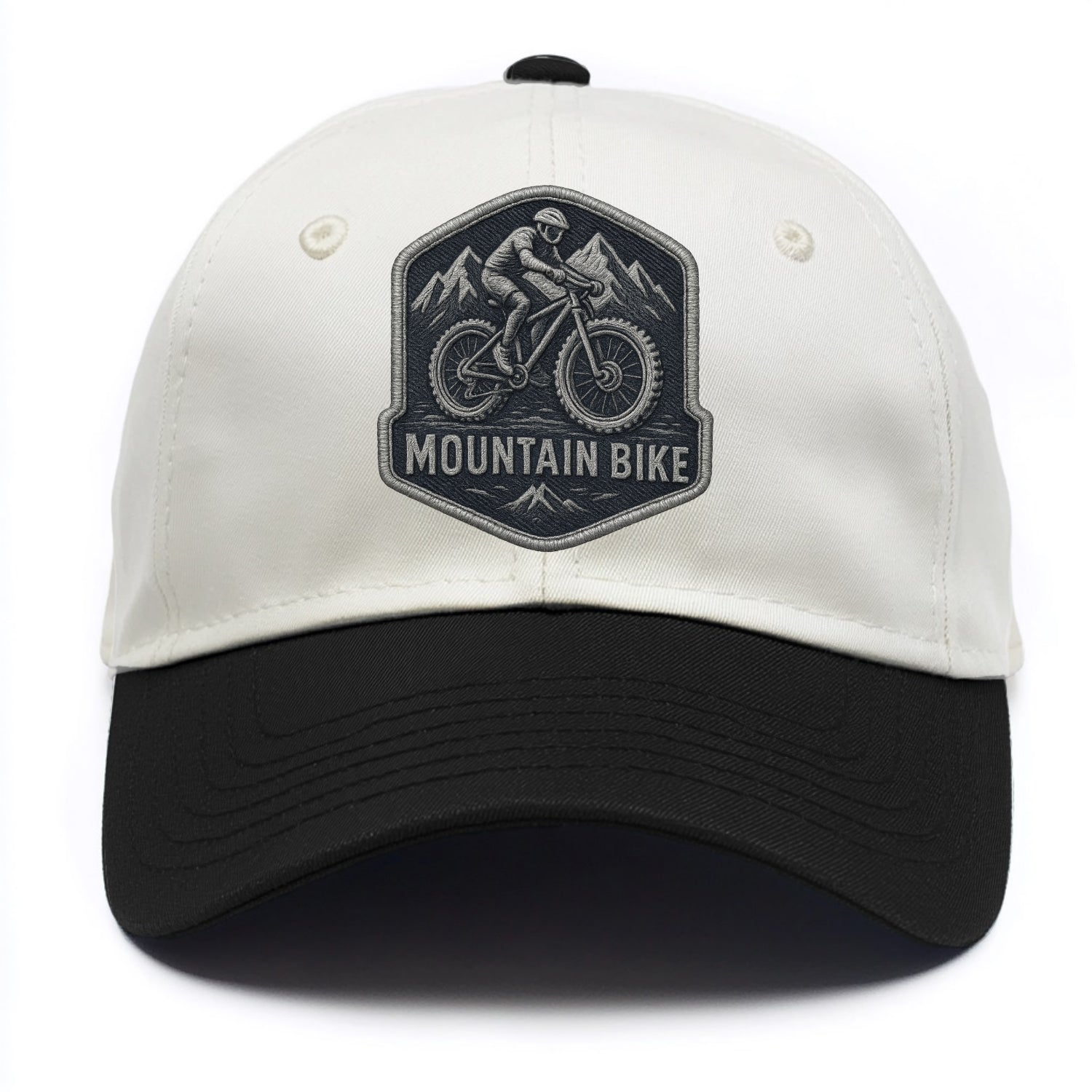 Mountain bike with rugged tires - cyclist badge - Two Tone Cap - Black