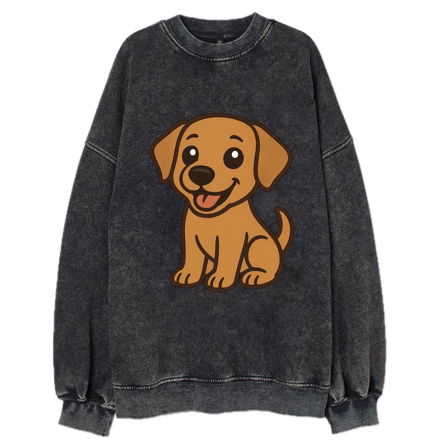 Labrador - Happy panting expression - Vintage Sweatshirt - Black