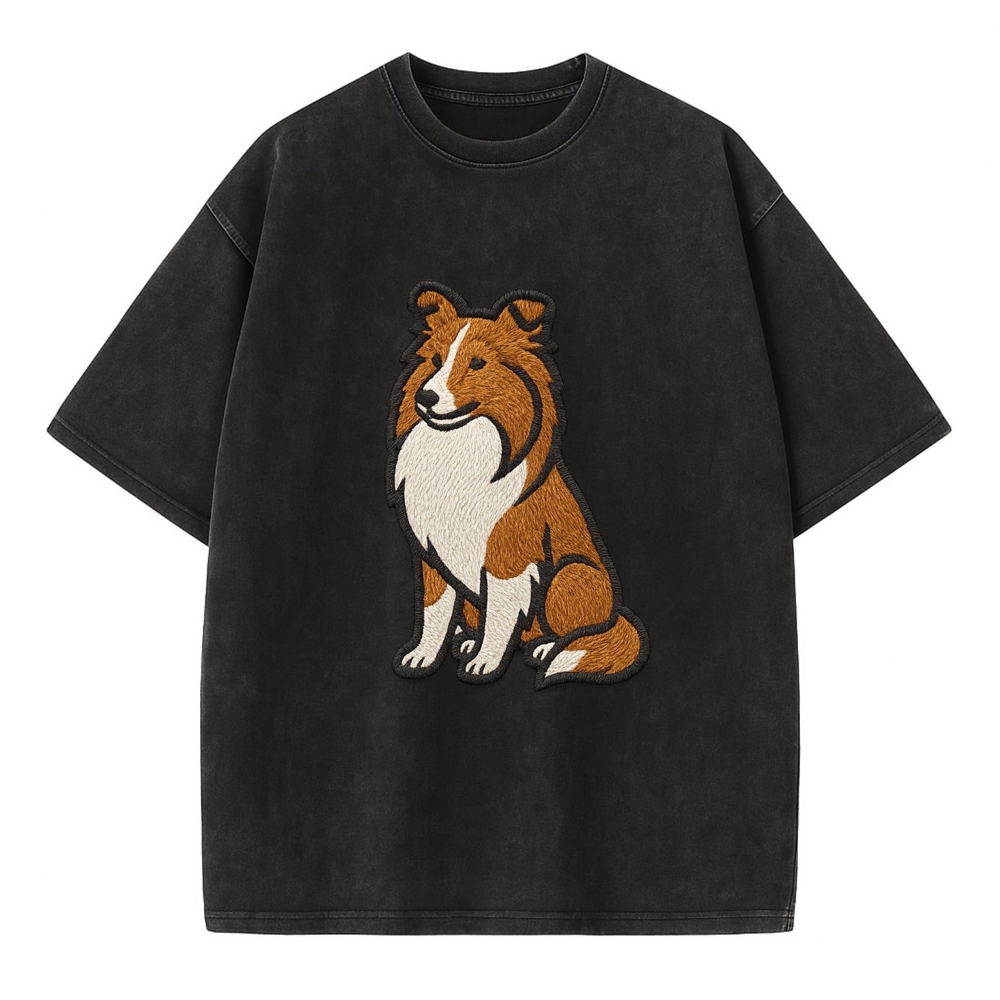 Shetland Sheepdog - Sable and white embr Vintage T-shirt - Black