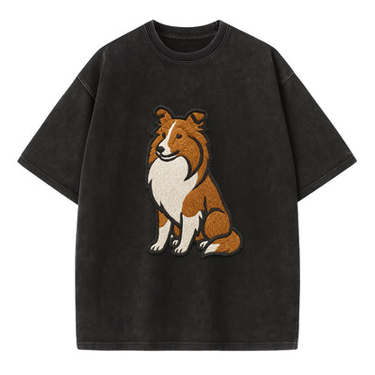 Shetland Sheepdog - Sable and white embr Vintage T-shirt - Black
