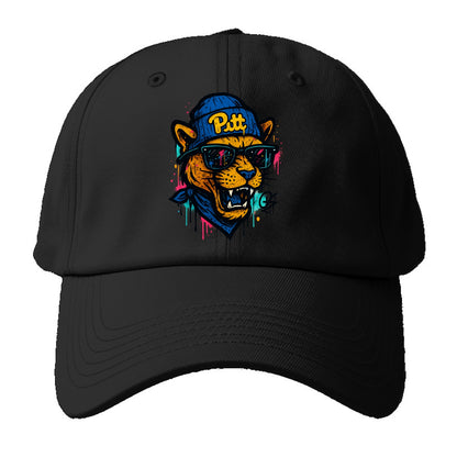 Pittsburgh Panther wearing Pitt beanie with script patch - Baseball Cap - Black