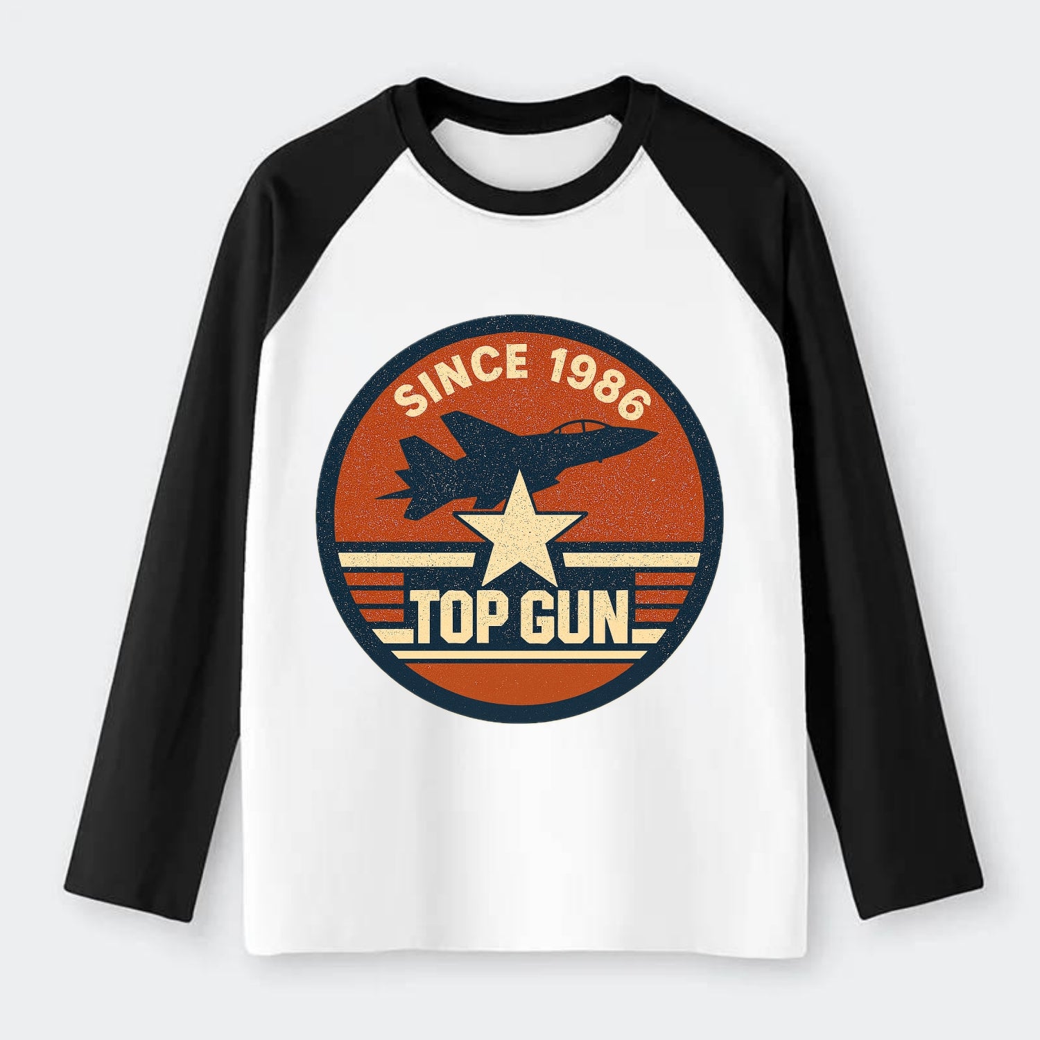 Top Gun Since 1986 - Raglan Long Sleeve T-Shirt - Black