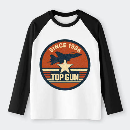 Top Gun Since 1986 - Raglan Long Sleeve T-Shirt - Black