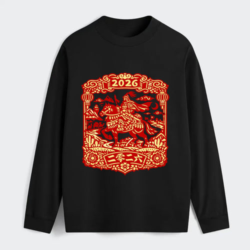 HORSE AND RIDER | Traditional Chinese warrior on horseback | Silk Road - Classic Long Sleeve Shirt