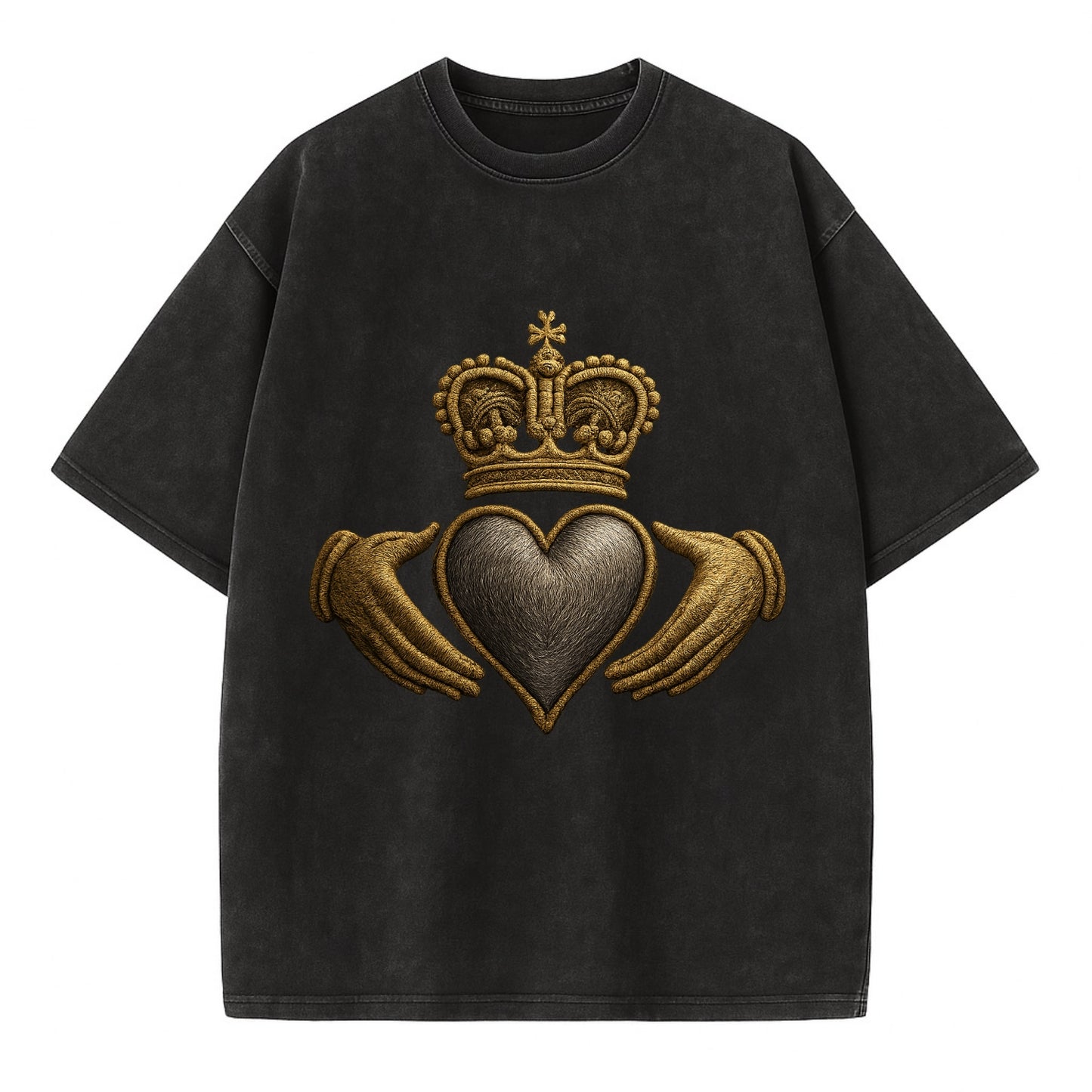 Claddagh Symbol  - Vintage T-shirt - Black