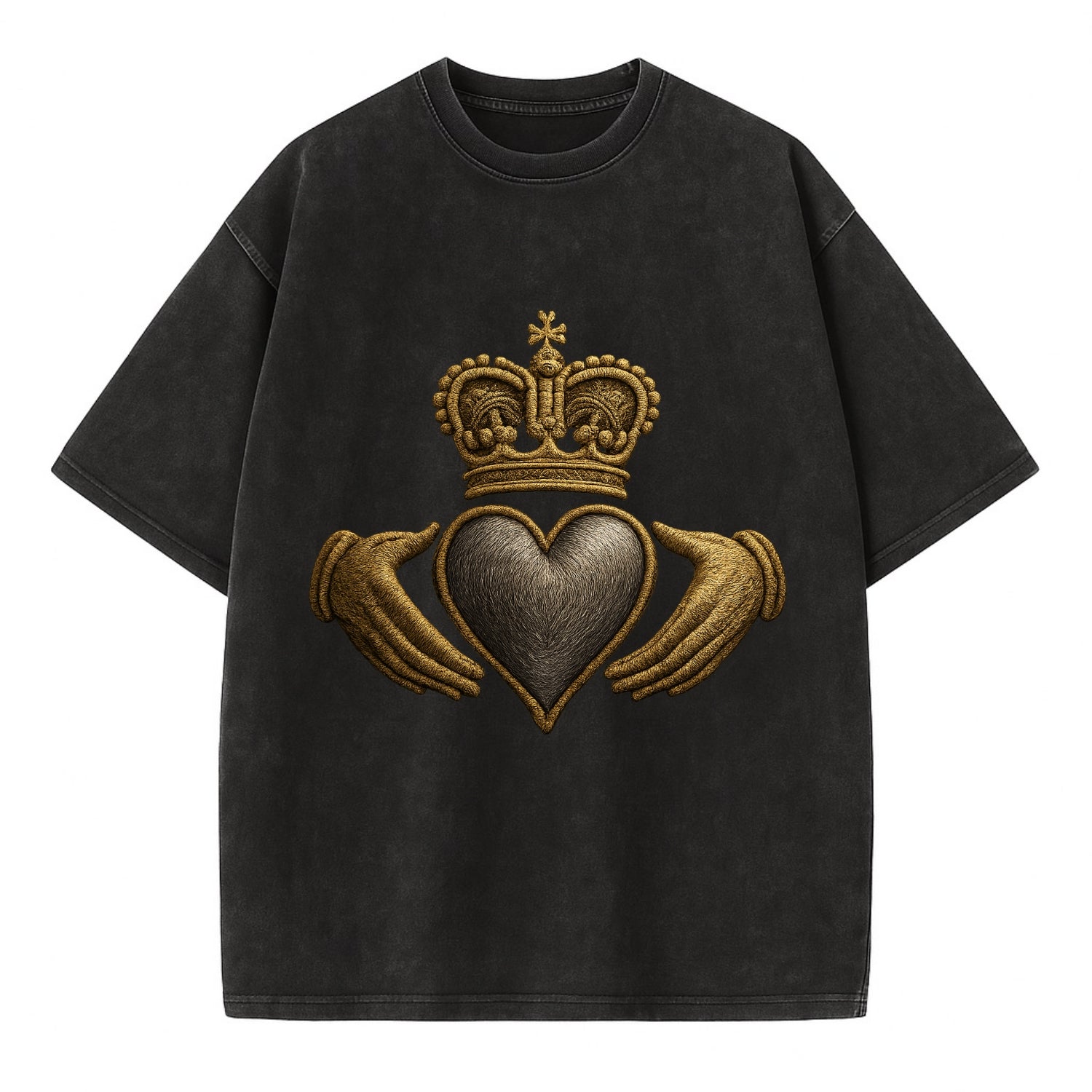 Claddagh Symbol  - Vintage T-shirt - Black
