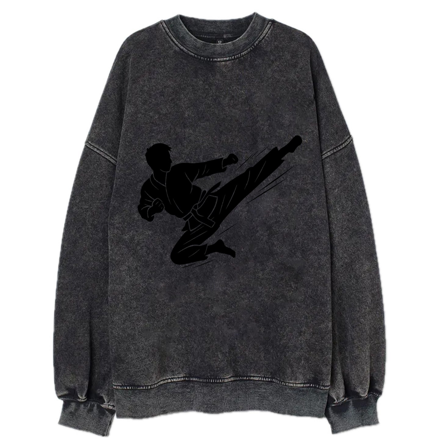 Korean taekwondo flying kick - Vintage Sweatshirt - Black