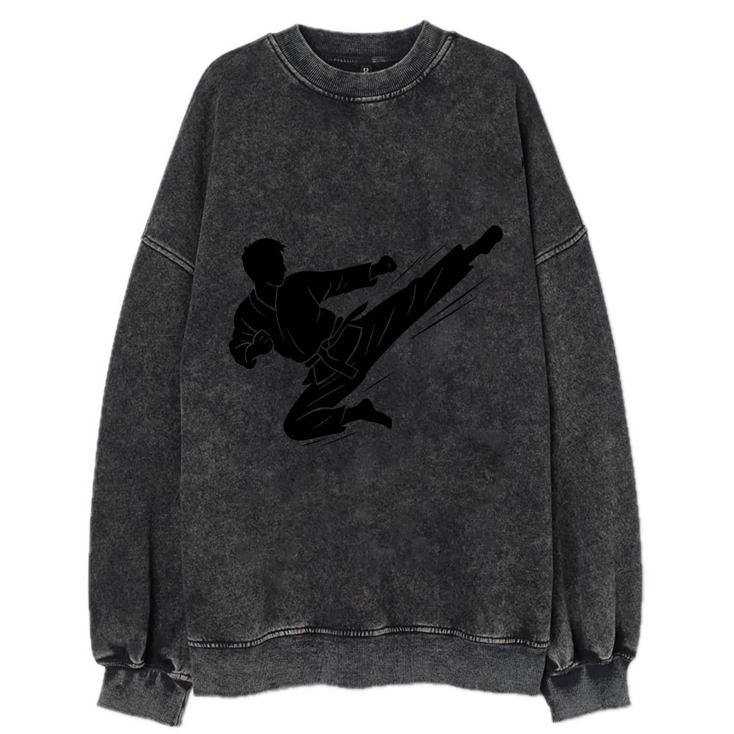 Korean taekwondo flying kick - Vintage Sweatshirt - Black