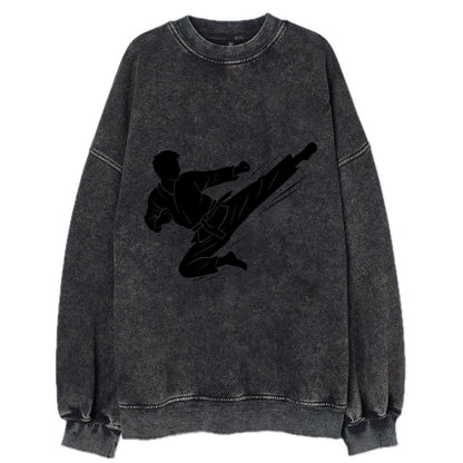 Korean taekwondo flying kick - Vintage Sweatshirt - Black