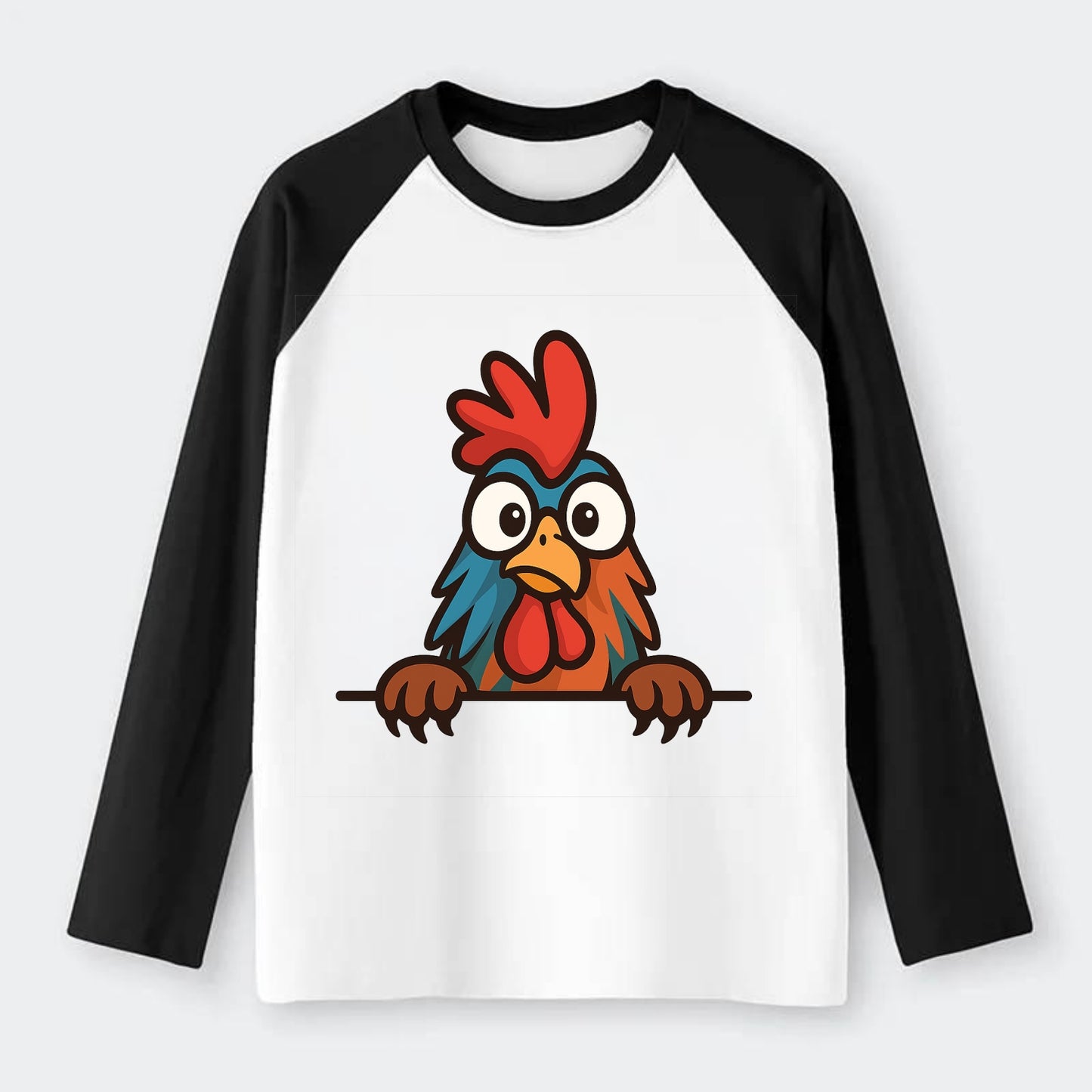 Rooster  - Raglan Long Sleeve T-Shirt - Black