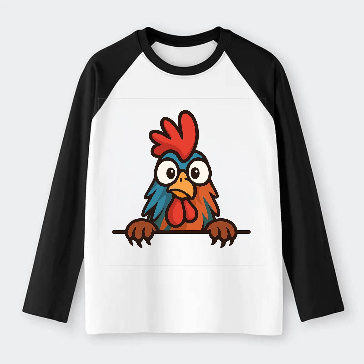 Rooster  - Raglan Long Sleeve T-Shirt - Black