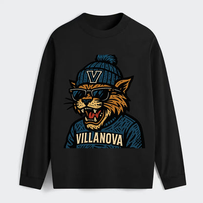 Villanova Wildcat wearing Villanova beanie with V patch - Classic Long Sleeve Shirt - Black