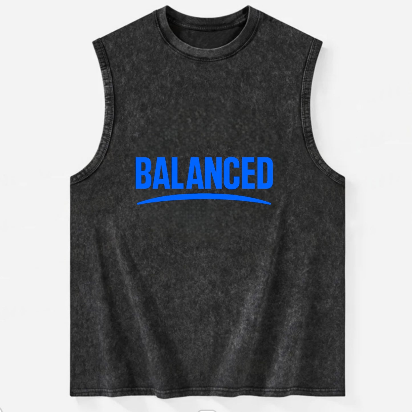 Bold typography design - "BALANCED" - harmony, equilibrium, centered life - Vintage Washed Tank - Black