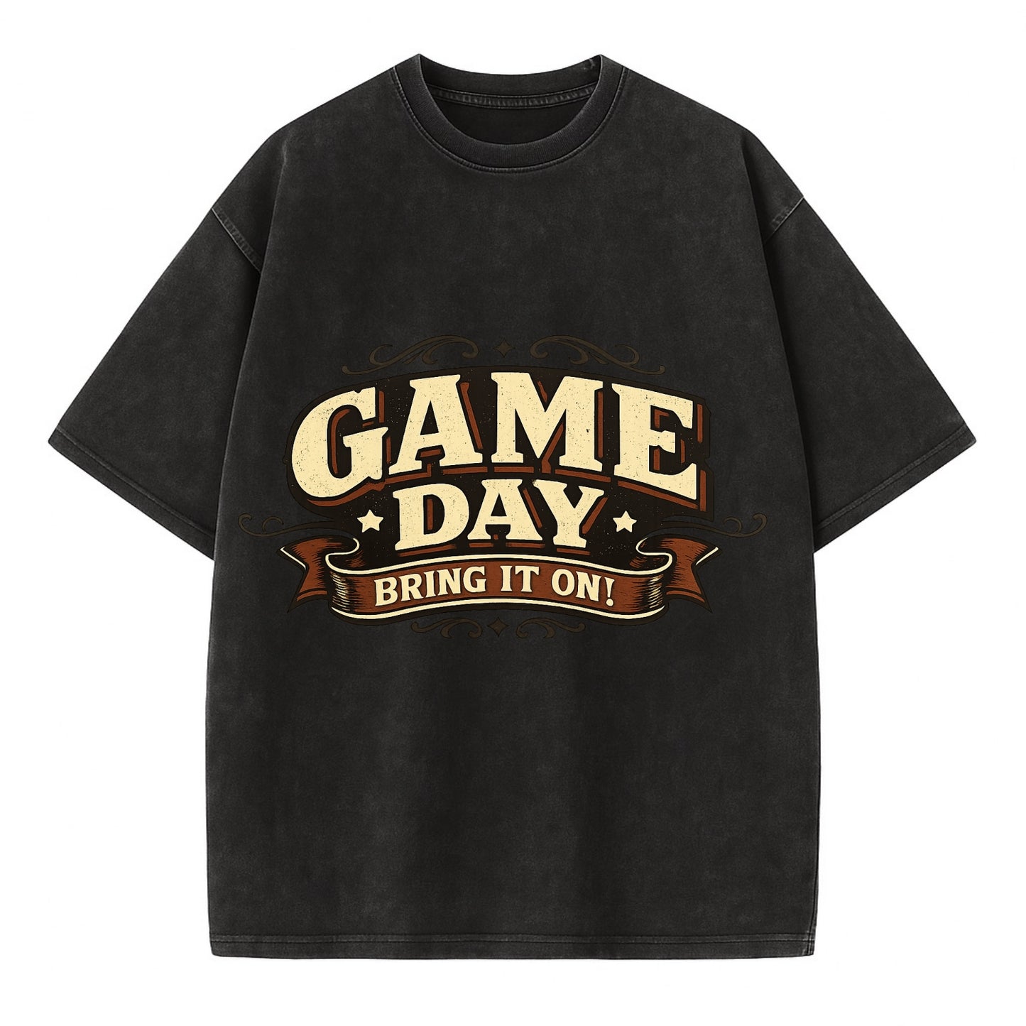 Bold typography design - "GAME DAY" - competition ready, bring it on - Vintage T-shirt - Black