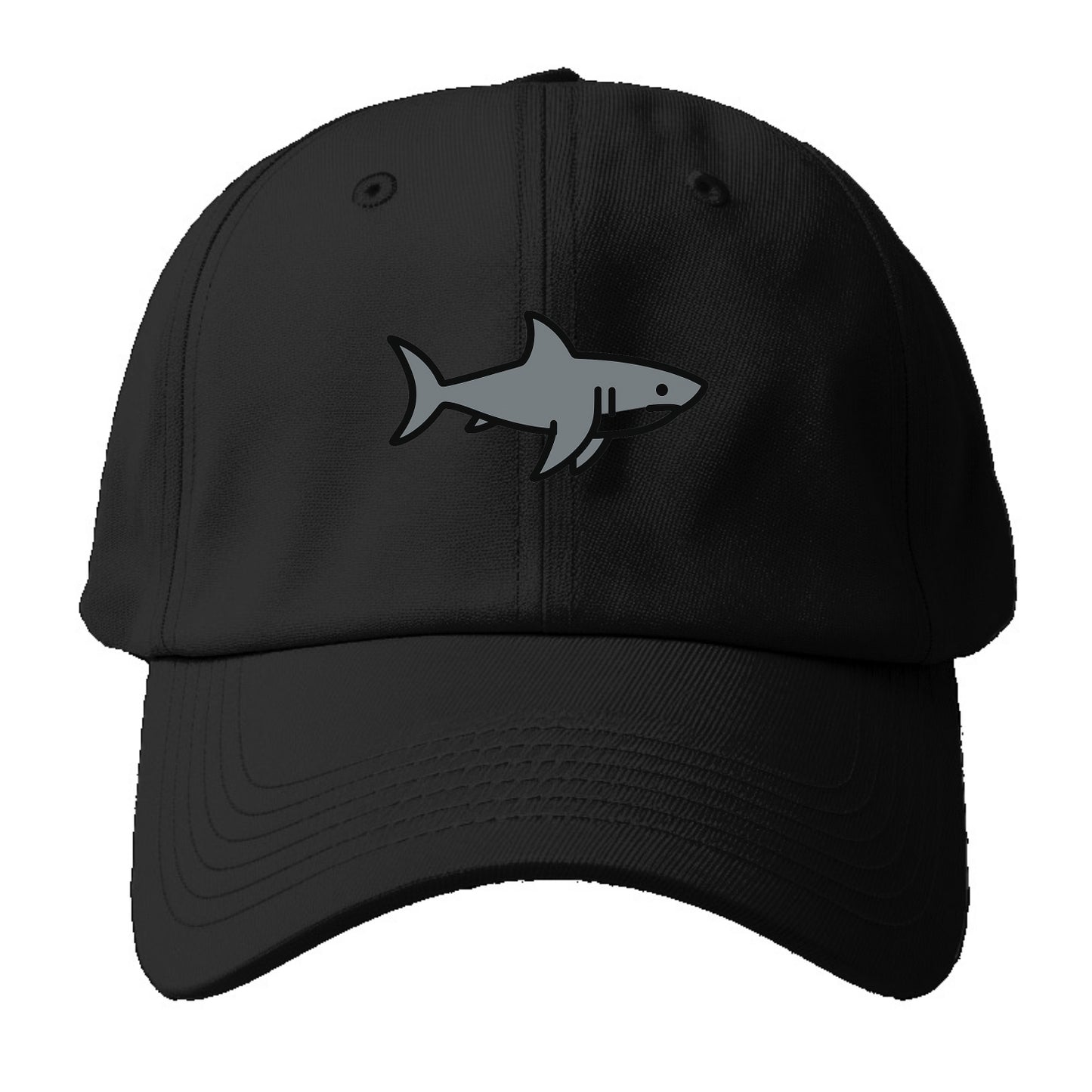 Great White Shark - Gray predator flat side profile - Baseball Cap - Black