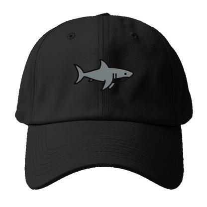 Great White Shark - Gray predator flat side profile - Baseball Cap - Black