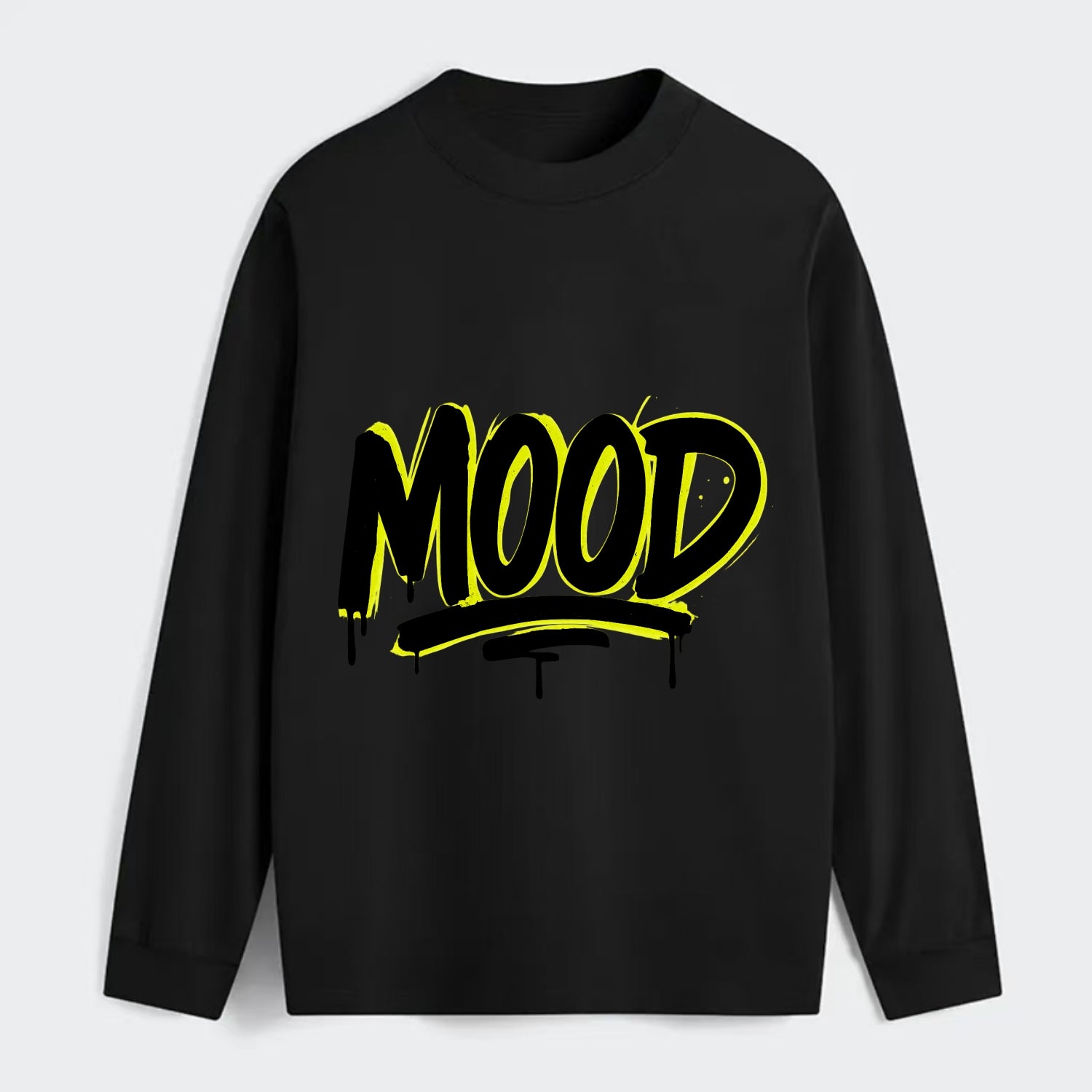 Bold typography design - "MOOD" - current state, feeling it - Classic Long Sleeve Shirt - Black